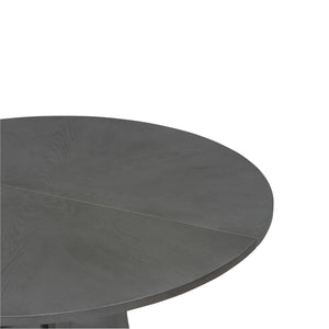 English Elm Oak Gray Round Dining Table 39.4" – Fluted Pedestal, Solid Rubberwood Details, Durable Craftsmanship for Cozy Meals N842P315206E