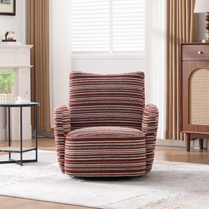 English Elm Modern Boucle 360° Swivel Leisure Chair with High‑Resilience Sponge, Supportive Curve, 550lb Capacity Red W395P355443