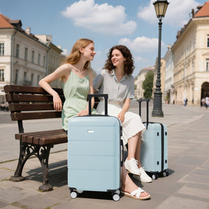 English Elm Hardshell 3 Piece Luggage Set Abs Spinner Suitcase with Tsa Lock Telescoping Handle Light Blue N732P308497N