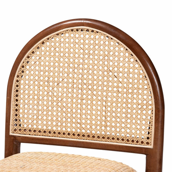 English Elm Modern Rattan Barstool with Woven Texture Curved Arms and Footrest for Kitchen Island B2750P467717