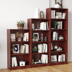 English Elm Bookcase Durable 3-Shelf Wood Freestanding Bookcase with Adjustable Shelves for Home Office Storage Mahogany T3623P381095