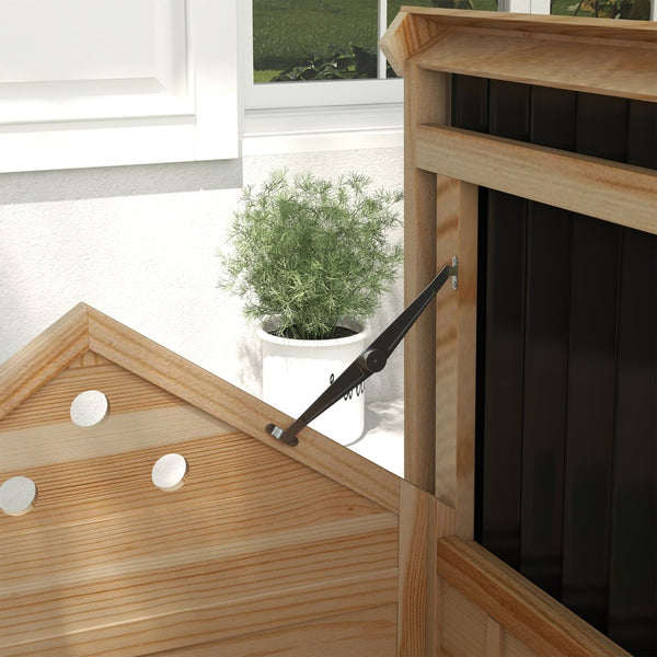 English Elm Pet Duck Coop Solid Fir Wood Backyard House with Openable Roof and Ventilation T3971P433204