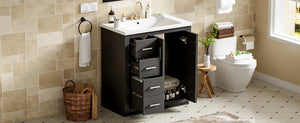 English Elm 30'' Elegant Bathroom Vanity Combo With Ceramic Sink, Storage Cabinet, 3 Drawers & Soft-Close Doors N710P191970B