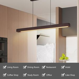 English Elm 39-Inch Walnut Wood Modern Led Pendant Light – Adjustable, Dimmable, Stylish Fixture For Any Space W2312P375017