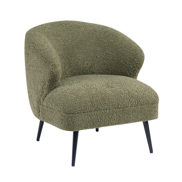 English Elm Luxury Boucle Accent Chair with High-Density Foam, Curved Mid-Century Design, Plush Seat Comfort Green 26.5 L x 29.5 W x 22 H B011P283280