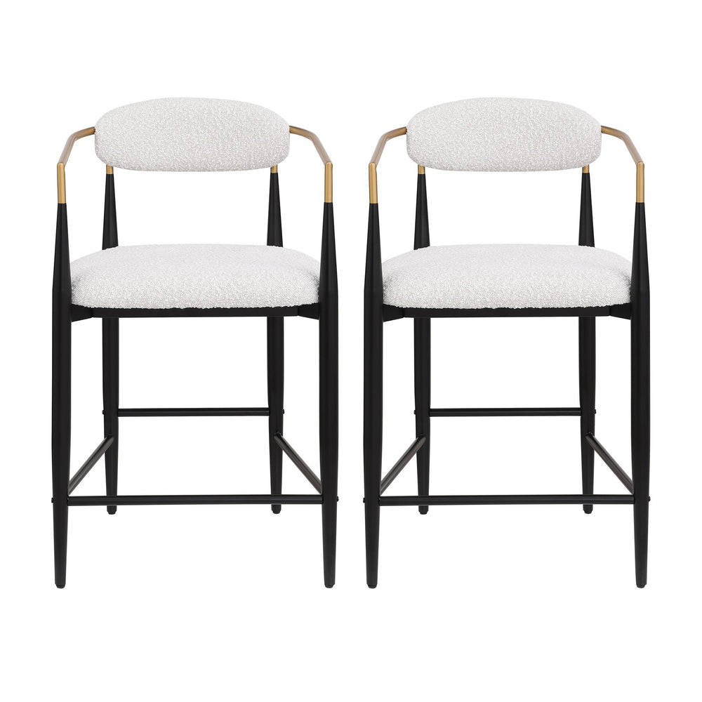 English Elm Christopher Knight Home® - Counter Stool Set Of 2 - Modern Minimalist Boucle Upholstered Stools With Elegant Iron Frame N771P249370B