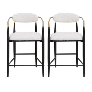English Elm Christopher Knight Home® - Counter Stool Set Of 2 - Modern Minimalist Boucle Upholstered Stools With Elegant Iron Frame N771P249370B