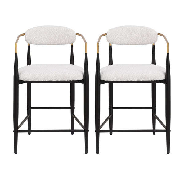 English Elm Christopher Knight Home® - Counter Stool Set Of 2 - Modern Minimalist Boucle Upholstered Stools With Elegant Iron Frame N771P249370B