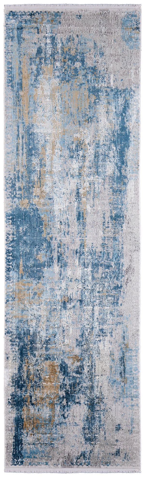 Feizy Rugs Cadiz Abstract Watercolor Area Rug - Luxurious Machine-woven Design Inspired By Spanish Elegance Blue,Gray,Gold Viscose,Acrylic 8663890fblugryi89