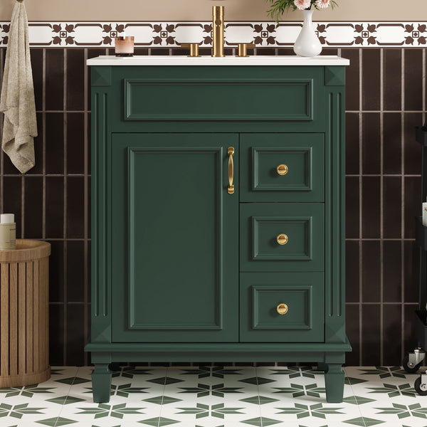 English Elm 24" Stylish Bathroom Vanity With Ceramic Sink & Soft-Close Drawers, Perfect For Small Spaces! N710P318989F