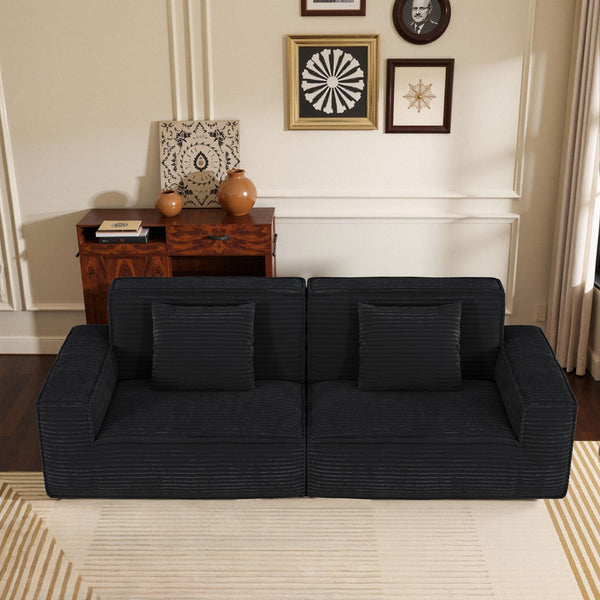 English Elm 106.3 Inch Large Striped Fabric Sofa - Modern Comfort For Living Rooms, Bedrooms & Apartments! W3147S00016