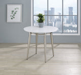 OSP Home Furnishings Brooklyn Round Top End Table White/Brushed Nickel