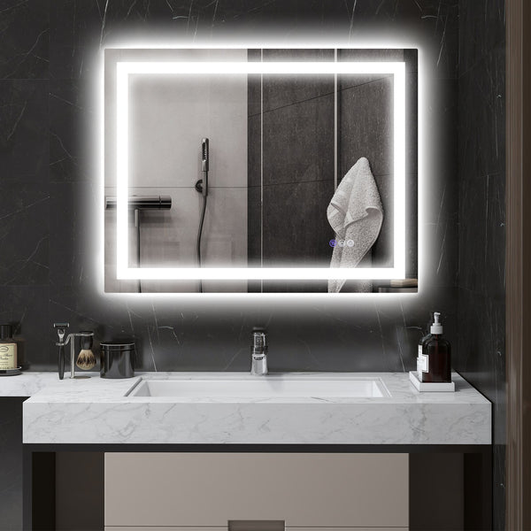 English Elm Homcom Led Bathroom Mirror: 35"X28" Anti-Fog, Dimmable Light, Custom Color Temp, Wall Mounted Magic W2225P229191