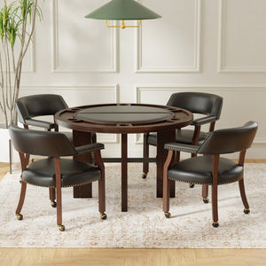 English Elm Gorman Round Walnut Game Dining Table with Reversible Top and Scandinavian Legs B050P412220