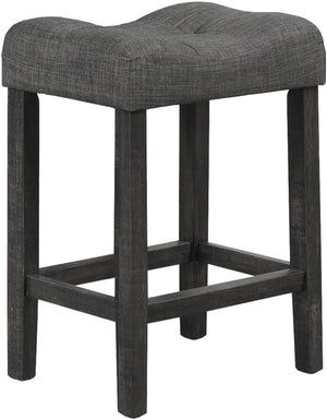 English Elm 5 Piece Transitional Dining Set with 48" Engineered Wood Table and Linen-Blend Upholstered Chairs for Everyday Elegance Charcoal 39 L x 39 W x 6 H B011S01848