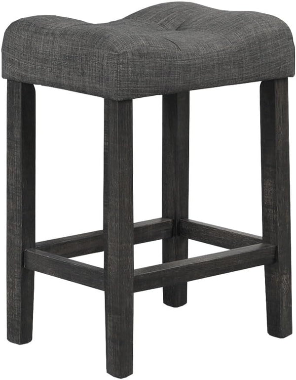 English Elm 5 Piece Transitional Dining Set with 48" Engineered Wood Table and Linen-Blend Upholstered Chairs for Everyday Elegance Charcoal 39 L x 39 W x 6 H B011S01848