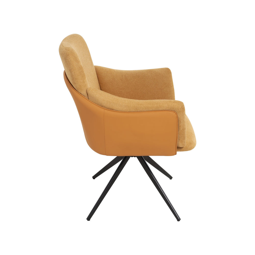 English Elm 360° Modern Swivel Upholstered Home Office Chair Set of 2 with Metal Base, 300lb Capacity, Stylish Orange W757P304106