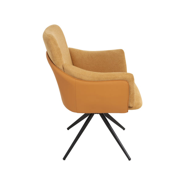 English Elm 360° Modern Swivel Upholstered Home Office Chair Set of 2 with Metal Base, 300lb Capacity, Stylish Orange W757P304106