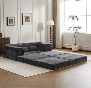 English Elm Compression Modular Sofa Bed - Cozy Convertible Design In Plush Fleece, No Assembly, Perfect For Small Spaces W3723S00029