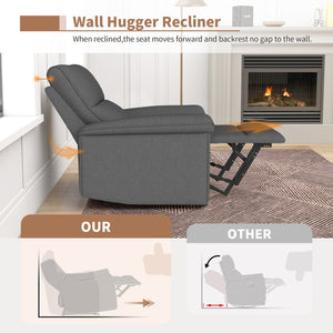 English Elm Wall Zero Wall Power Recliner Chair with Overstuffed Backrest, USB Type-C Charging Port, Space-Saving Electric Recliner for Small Rooms Dark Gray W1028S00055