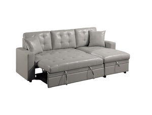 English Elm Light Gray Convertible Sectional Sofa with Pull-Out Bed, Reversible Storage Chaise, Tufted 2PC Set B011S01025
