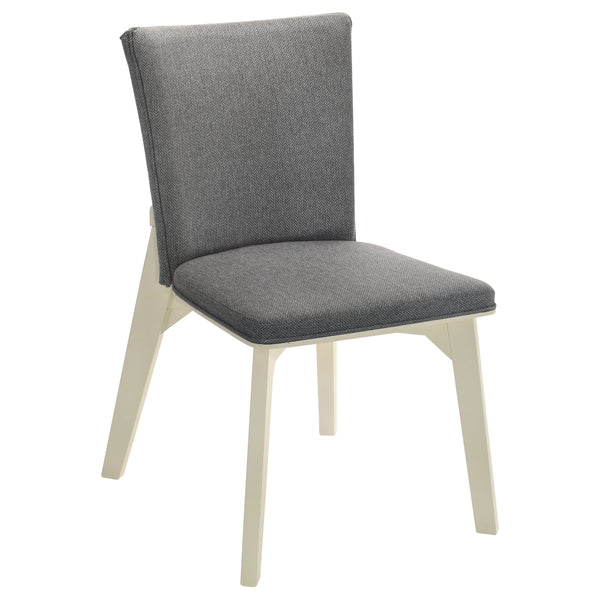 English Elm Jean Grey Upholstered Dining Side Chair Set of 2 — Soft Gray Cushioned Seats with Angular White Bases, Tailored Elegance B062P374132