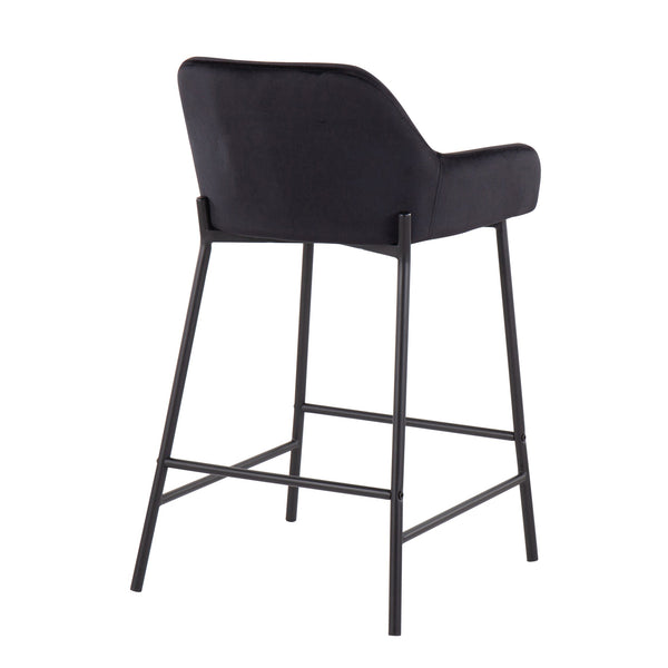 English Elm Daniella Industrial Counter Stool Set In Black Velvet & Metal – Stylish Comfort For Modern Spaces B202S00046