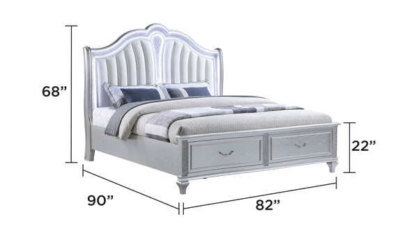 English Elm Mystic Contemporary 4-Piece King Bedroom Set With Led Headboard, Crystal Accents & Storage Solutions B009S01656