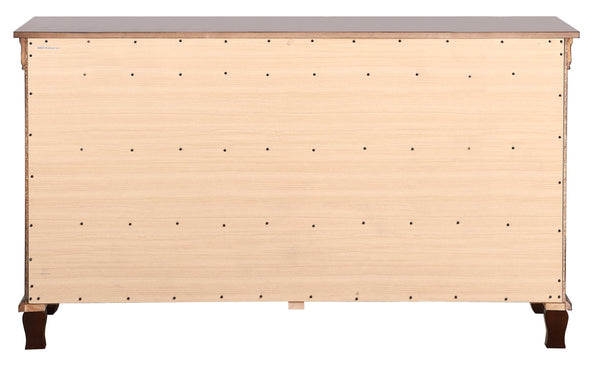 English Elm Triton G9000-D Dresser in Deep Cappuccino with Bevel Mirror, Nickel Hardware, Felt-Lined Drawers — 65" Wide Elegance B078108505