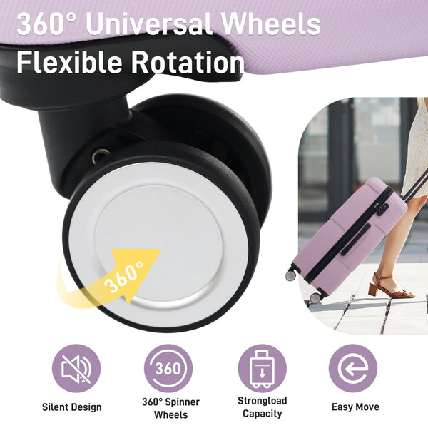 English Elm Hardshell 3 Piece Luggage Set Abs Spinner Suitcase with Tsa Lock Telescoping Handle Pink Purple N732P308497I