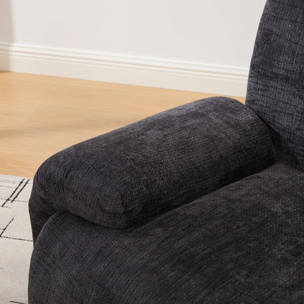 English Elm 42" Oversized Chenille Accent Chair Deep Foam Seat Lounge Armchair for Living Room Black W3118P453261