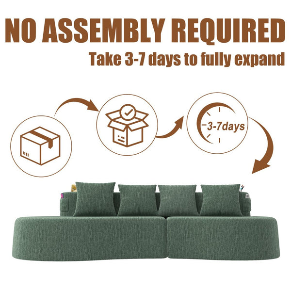 English Elm Modern Half Moon Chenille Sectional Three Seat Curved Sofa for Living Room or Apartment Green W395P435345