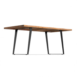English Elm Delta Delta Dining Table handcrafted solid acacia wood 72"x36" live edge top with black iron legs durable finish Natural B136P203499