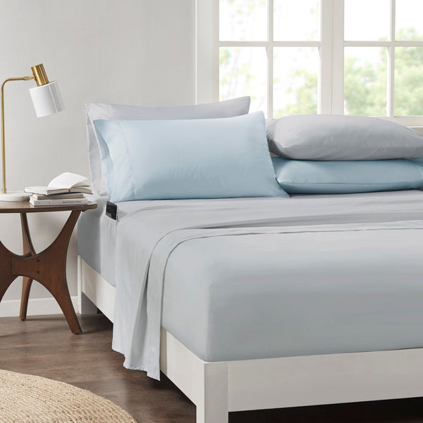 JLA Home Madison Park Essentials - Comforter ultra-soft botanical microfiber set with coordinating sheets, bonus pillowcases, built-in pockets for bedside storage and fade-resistant design 90 L x 80 W x 1.5H MPE10-1055