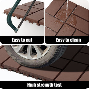 English Elm Plastic Snap Together Polypropylene Deck Tiles Waterproof Outdoor Patio Pool Flooring 44 Pack W3022P251845