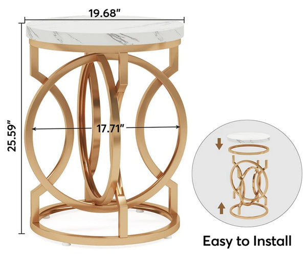 English Elm Wooden Round Side Table Compact Farmhouse End with Scratch Resistant Surface T3971P456705