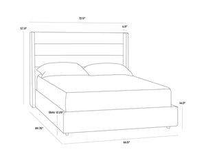 Sunpan EMMIT Bed - Queen - Merino Pearl Upholstered Frame with Modern Tufting & Durable Performance Fabric 110148V