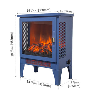 English Elm 18 Inch Freestanding Electric Fireplace Stove with 3d Led Flame and Matte Black Finish W1769P345280