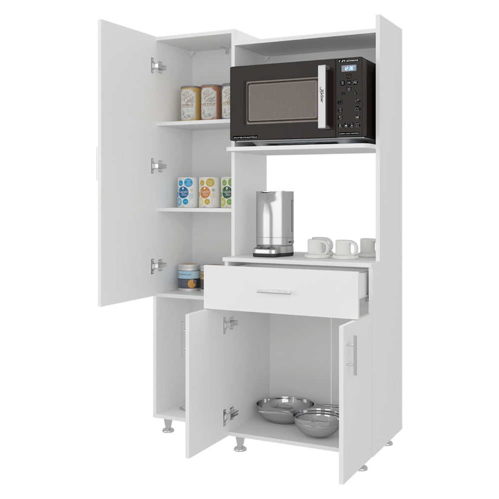 English Elm Barbados Dark Walnut Pantry Cabinet with Drawer Double Doors and Interior Shelving B097P474302