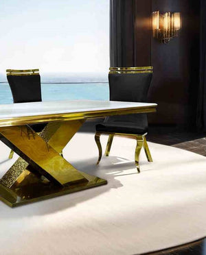 English Elm Glam 2Pc Upholstered Side Chair Set - Black & Gold, Tiger Print Fabric For Luxe Dining & Lounge Style B2741S00727