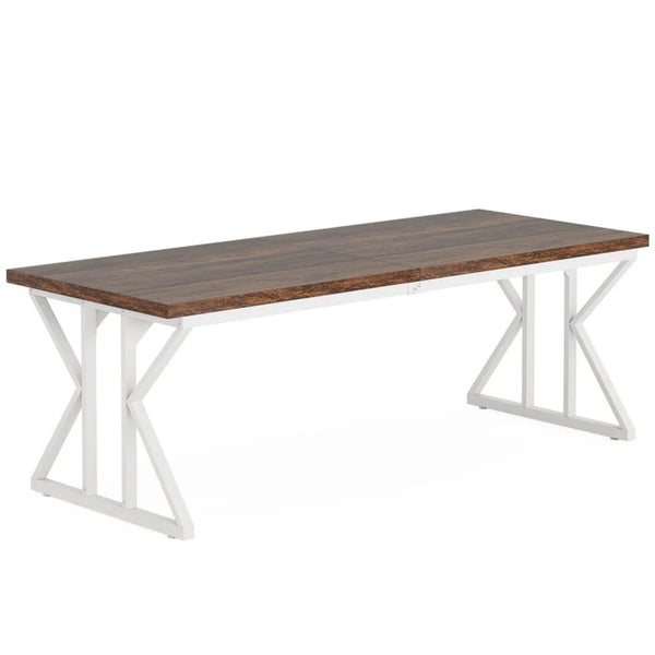 English Elm Computer Desk Two Person Wood Grain Workstation with Drawers for Shared Home Office T3971P450878