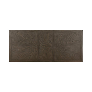 English Elm Modern Griffin Dining Table with Self-Storing 20" Leaf, Sunburst Oak Brown Finish & Gold Trim B011S01459
