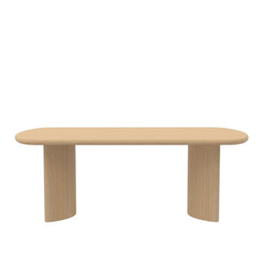 Alpine Furniture Gabrielle Sculptural Dining Table With Curved Base And Rounded Apron Seats 6, Oak Grain Finish Light Oak 4225-01