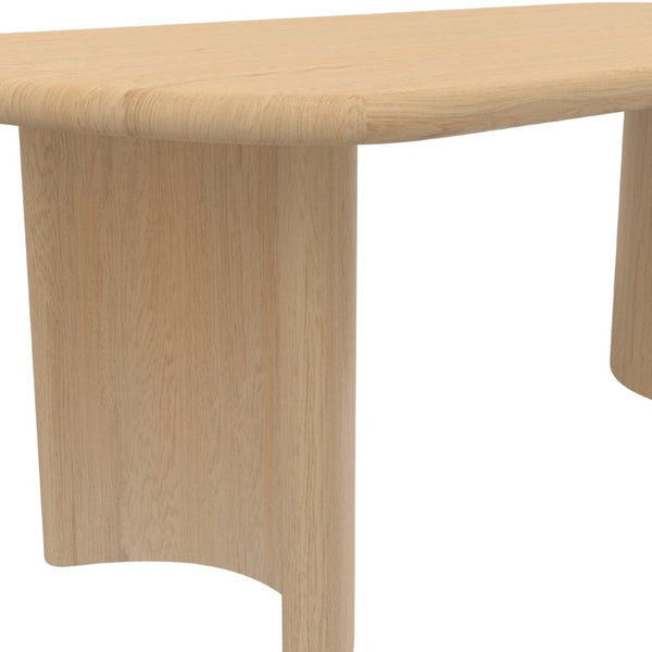 Alpine Furniture Gabrielle Sculptural Dining Table With Curved Base And Rounded Apron Seats 6, Oak Grain Finish Light Oak 4225-01