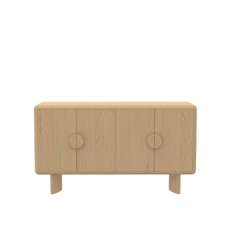 Alpine Furniture Gabrielle Scandinavian Sideboard With Spacious Cabinets, Solid Rubberwood & Oak Veneer For Durable Style Light Oak 4225-06