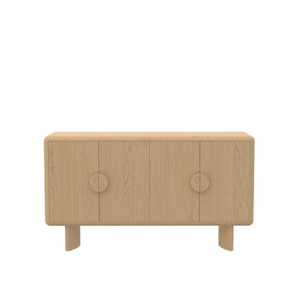 Alpine Furniture Gabrielle Scandinavian Sideboard With Spacious Cabinets, Solid Rubberwood & Oak Veneer For Durable Style Light Oak 4225-06