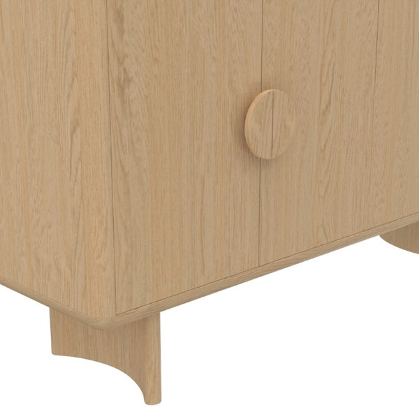 Alpine Furniture Gabrielle Scandinavian Sideboard With Spacious Cabinets, Solid Rubberwood & Oak Veneer For Durable Style Light Oak 4225-06