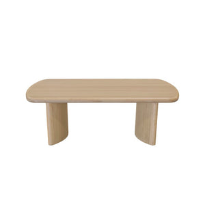 Alpine Furniture Gabrielle Solid Rubberwood Coffee Table, Light Oak Finish — Sculptural Rounded Rectangular Top 4225-61