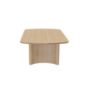 Alpine Furniture Gabrielle Solid Rubberwood Coffee Table, Light Oak Finish — Sculptural Rounded Rectangular Top 4225-61