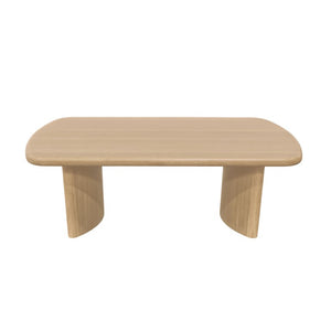 Alpine Furniture Gabrielle Solid Rubberwood Coffee Table, Light Oak Finish — Sculptural Rounded Rectangular Top 4225-61